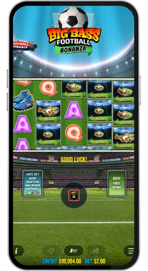 Spinknop indrukken en gratis spins activeren in Big Bass Football Bonanza