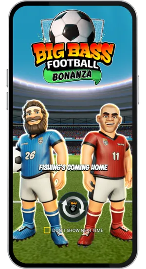 Big Bass Football Bonanza startscherm met twee voetballers